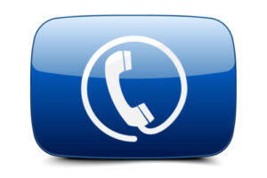 A blue phone icon on a white background.
