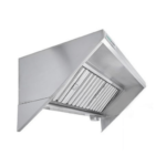 A stainless steel hood on a white background.