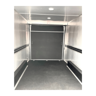 The inside of a White Metal on Walls 4X6 enclosed cargo trailer.