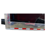 The side view of an enclosed trailer.