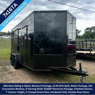 7x16 Tandem Axle Black Blackout Concession Trailer