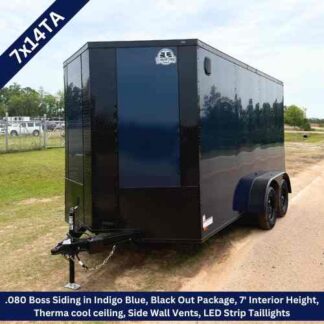 Titanium Cargo 7x14 Tandem Axle Indigo Blue Enclosed Trailer with Blackout