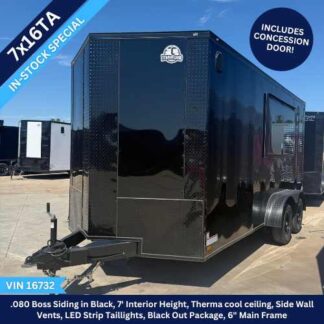 Titanium Cargo 7x16 Black Blackout Enclosed Trailer with Concession Door