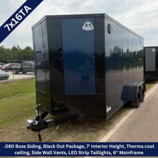 Titanium Cargo 7x16 Tandem Axle Indigo Blue Enclosed Trailer with Blackout