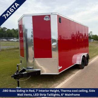 Titanium Cargo 7x16 Tandem Axle Red Enclosed Trailer