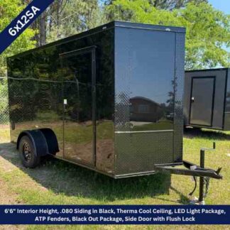 6x12 Single Axle Black Enclosed Cargo Trailer with Blackout Package