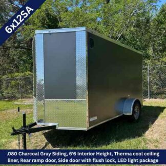 6x12 Single Axle Charcoal Gray Enclosed Cargo Trailer