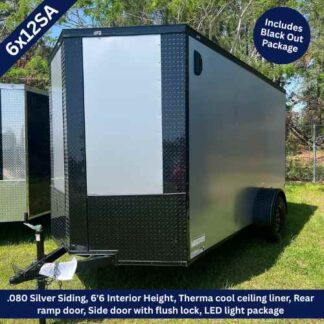 6x12 Single Axle Silver Frost Enclosed Cargo Trailer