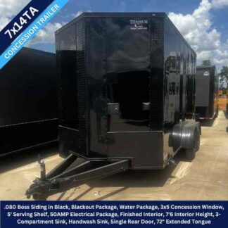 Titanium Cargo 7x14 Tandem Axle Black Blackout Concession Trailer