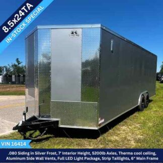 Titanium Cargo 8.5x24 Tandem Axle Silver Enclosed Cargo Trailer VIN 16414