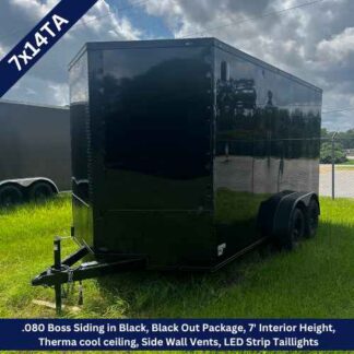 7x14 Tandem Axle Black Enclosed Cargo Trailer with Blackout Package