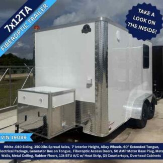 Titanium Cargo 7x12 Tandem Axle White Enclosed Fiberoptic Trailer VIN 19089