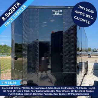 Titanium Cargo 8.5x28 Tandem Axle Black Race Trailer with Blackout Package VIN 18191